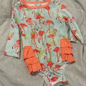 Mud Pie Flamingo and Orange Kids Rashguard